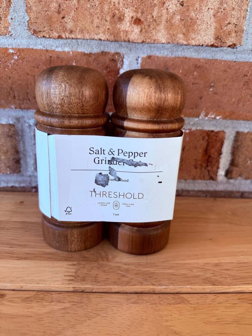 Threshold Salt & Pepper Grinder Set Acacia Wood